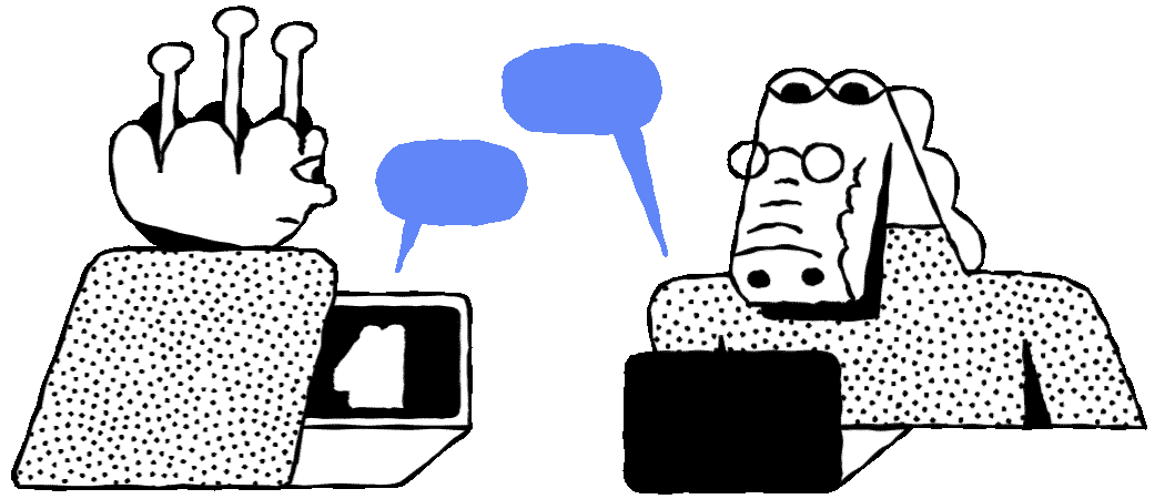 Ilustração Yo! de duas pessoas conversando pelo notebook